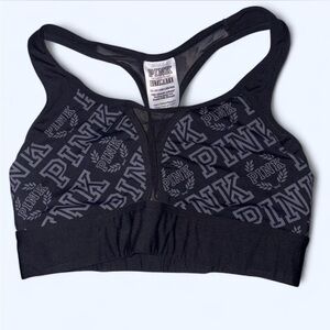 PINK Victoria's Secret Black Logo Racerback Sports Bra